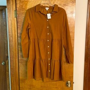 J. Crew corduroy shirt dress- size 12. New with tags